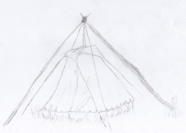 Eine einzelne Kohte, das typische Zelt der meisten Pfadfinderstämme